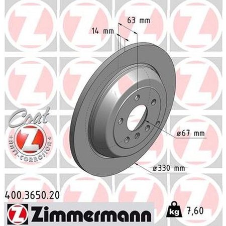 ZIMMERMANN Brake Disc - Standard/Coated, 400.3650.20 400.3650.20